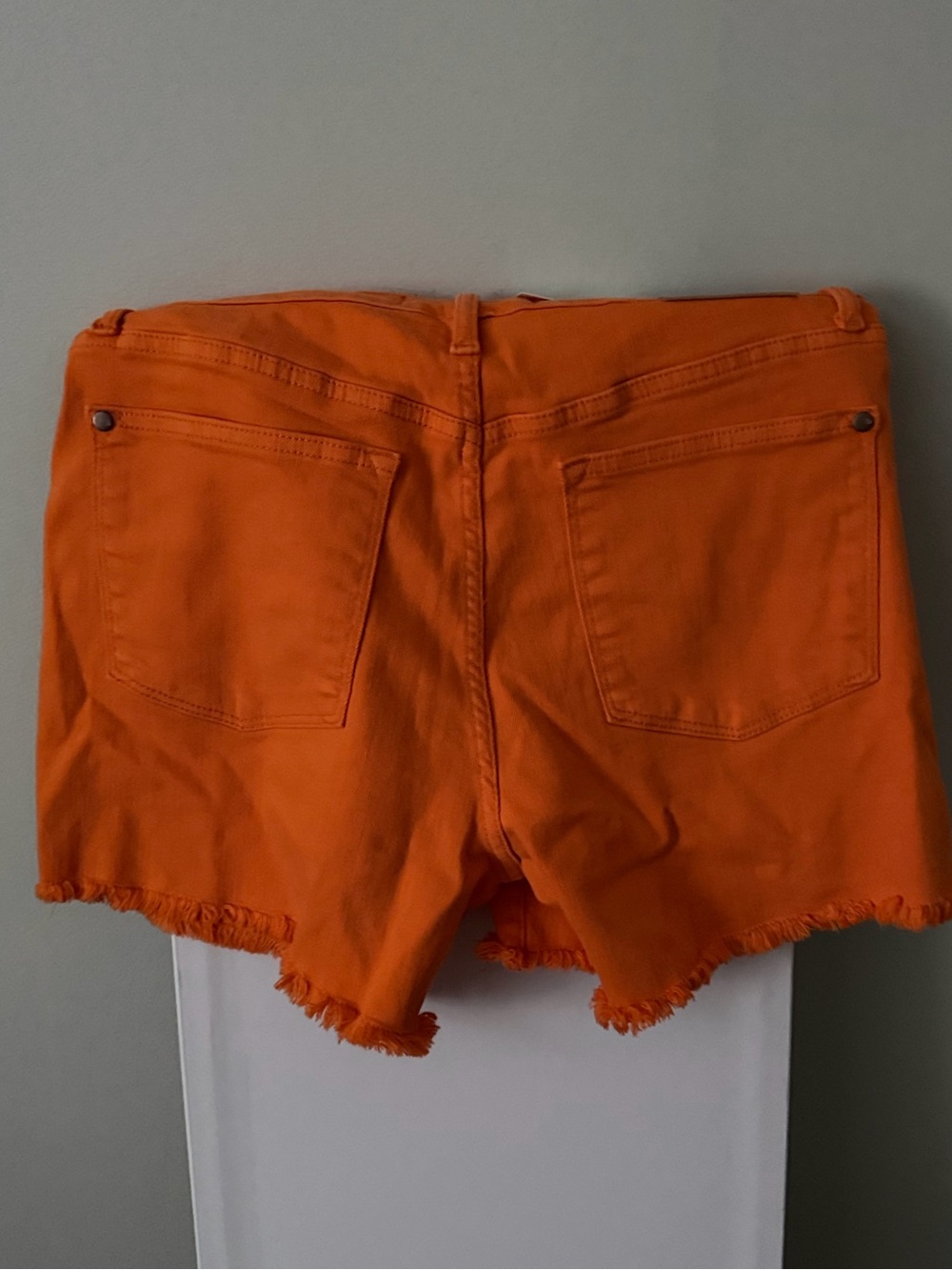 Judy Blue NWT Garment Dyed Mid Rise Frayed Hem Shorts Orange Size L - Picture 2 of 3
